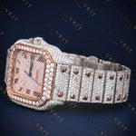 Two Tone Rose Gold Iced Out VVS1 D Color Moissanite Watch