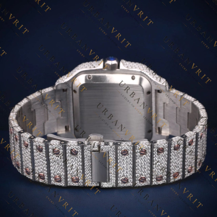 Two Tone Rose Gold Iced Out VVS1 D Color Moissanite Watch