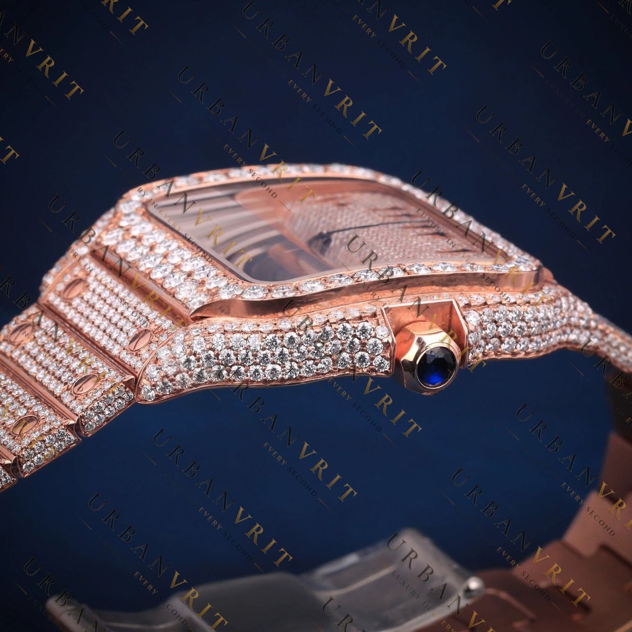 Rose Gold Square VVS1 D Color Moissanite Watch