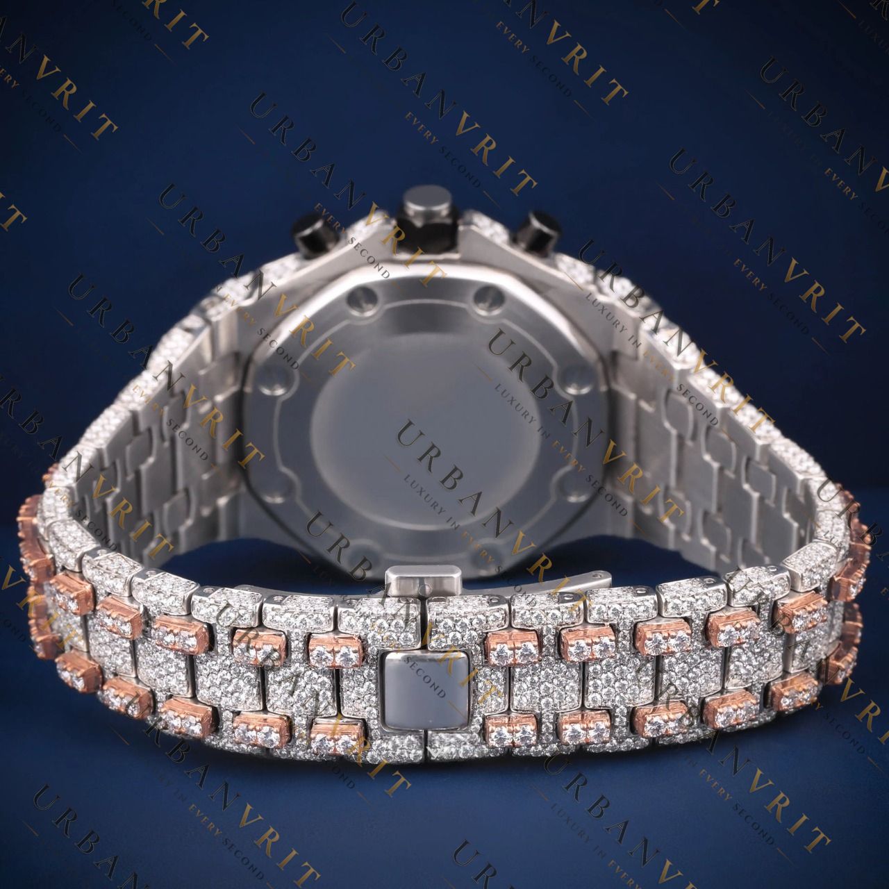 Two Tone Chronograph VVS1 D Color Moissanite Watch
