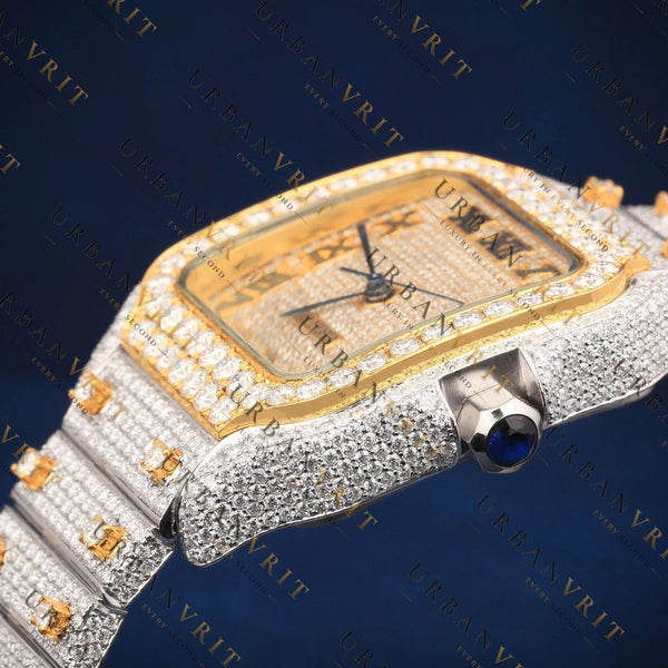 Two Tone Square  VVS1 D Color Moissanite Watch