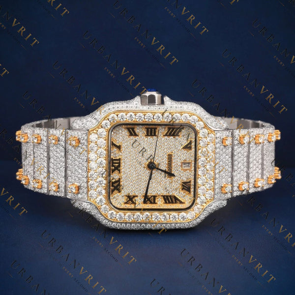 Two Tone Square  VVS1 D Color Moissanite Watch
