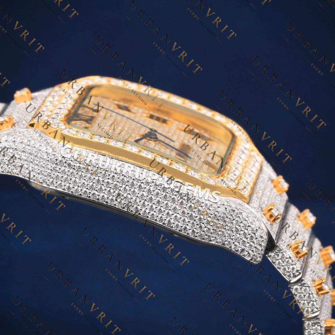 Two Tone Square  VVS1 D Color Moissanite Watch