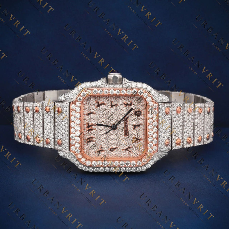 Two Tone Rose Gold Square VVS1 D Color Moissanite Watch