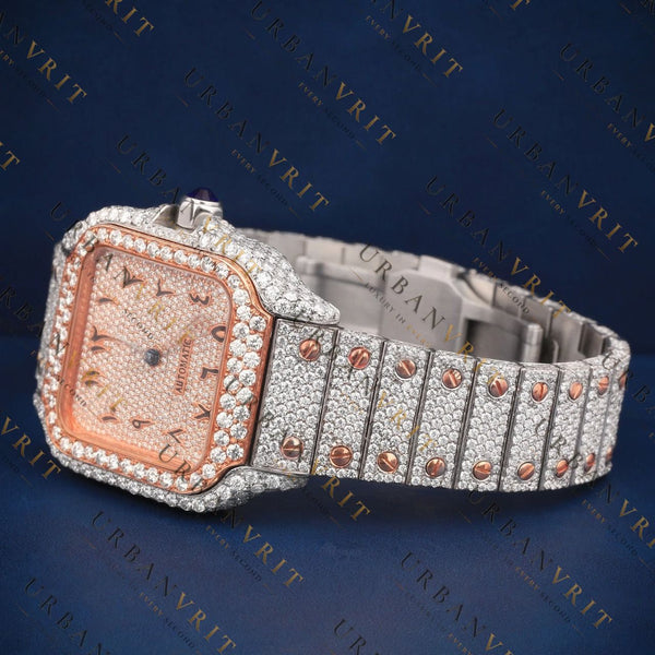 Two Tone Rose Gold Square VVS1 D Color Moissanite Watch
