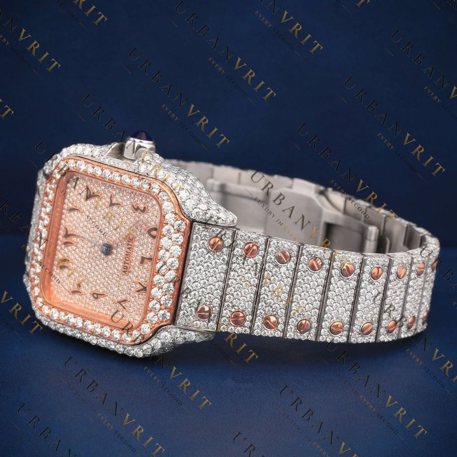 Two Tone Rose Gold Square VVS1 D Color Moissanite Watch