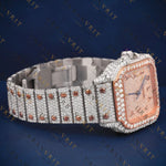 Two Tone Rose Gold Square VVS1 D Color Moissanite Watch