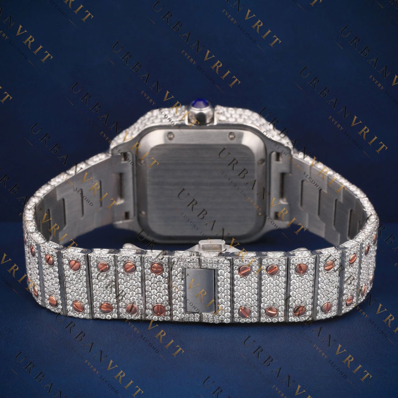 Two Tone Rose Gold Square VVS1 D Color Moissanite Watch