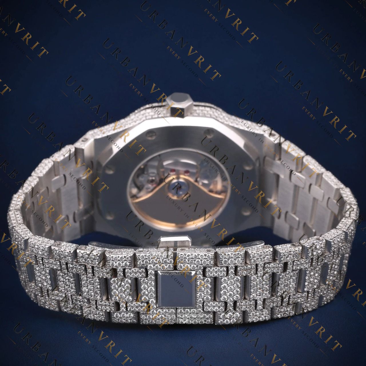 White Gold Automatic VVS1 D Color Moissanite Watch
