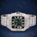 Emerald Green Dial Square VVS1 D Color Moissanite Watch
