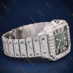 Emerald Green Dial Square VVS1 D Color Moissanite Watch