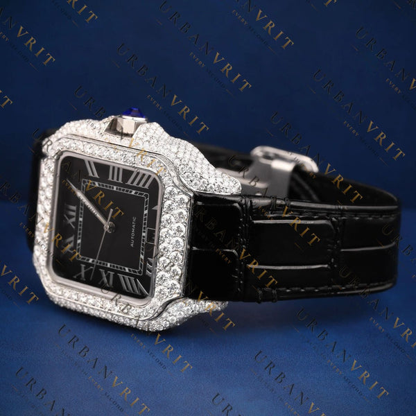 Black Dial Square VVS1 D Color Moissanite Watch
