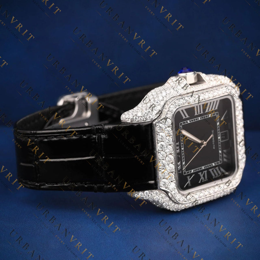 Black Dial Square VVS1 D Color Moissanite Watch