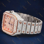 Rose Gold Rainbow Numeral VVS1 D Color Moissanite Watch