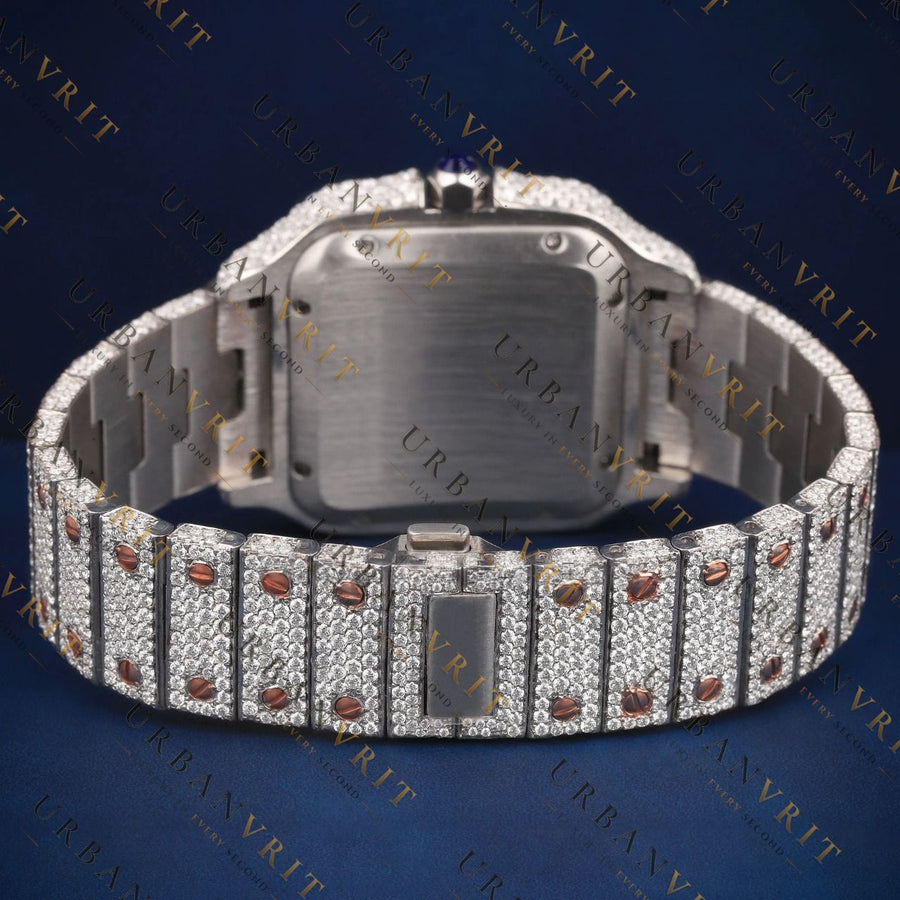 Rose Gold Rainbow Numeral VVS1 D Color Moissanite Watch