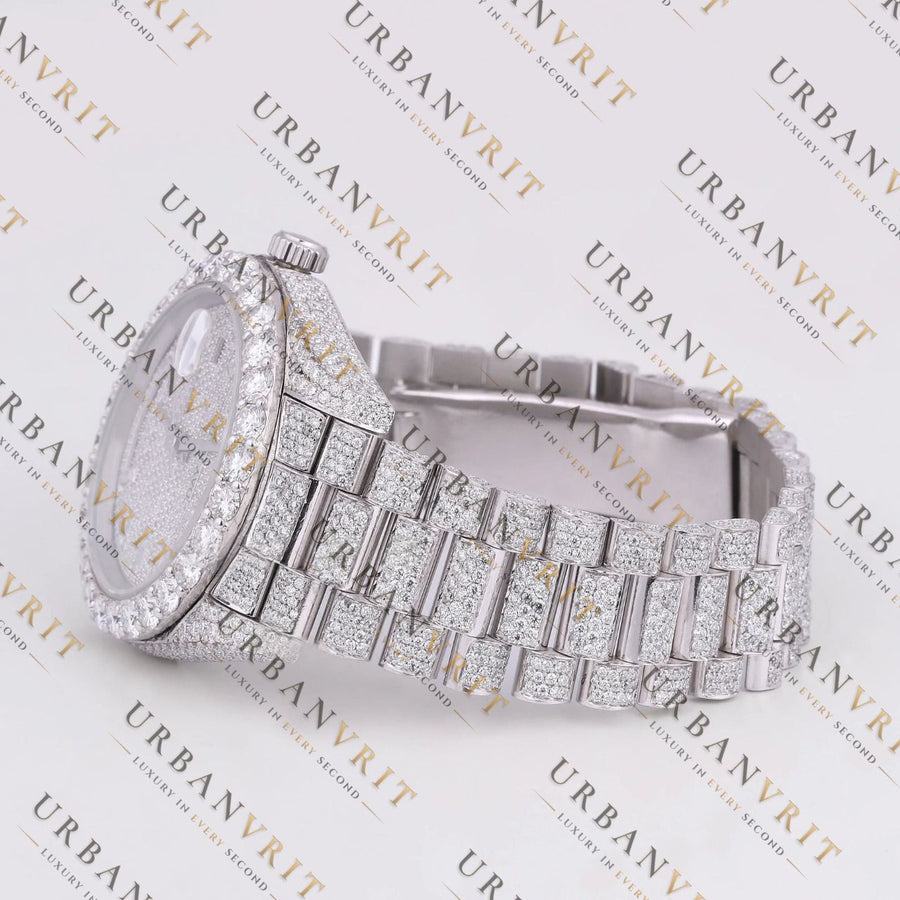 Silver Day-Date VVS1 D Color Moissanite Watch