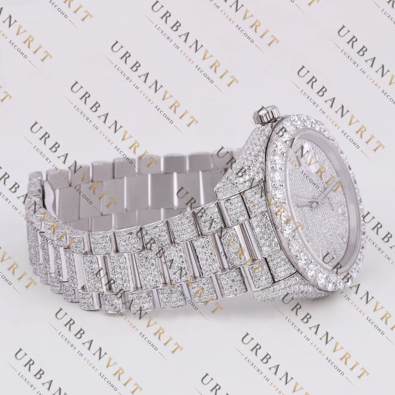 Silver Day-Date VVS1 D Color Moissanite Watch