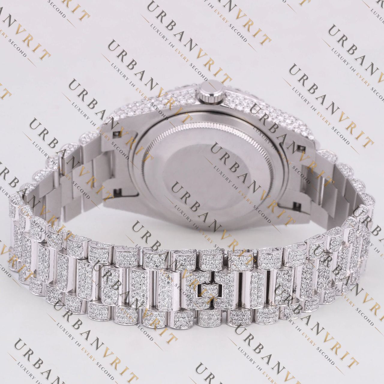 Silver Day-Date VVS1 D Color Moissanite Watch