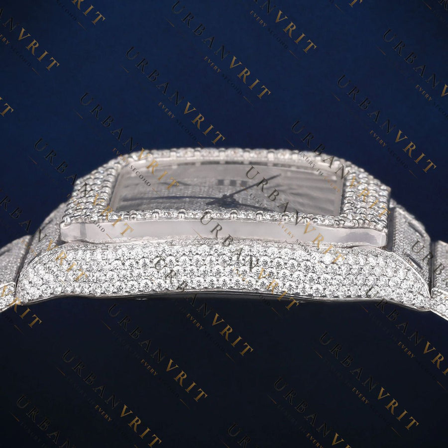 Silver Roman Dial VVS1 D Color Moissanite Watch