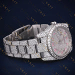 Pink Arabic Dial VVS1 D Color Moissanite Watch