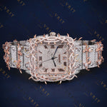 Rose Gold Thorn Bezel VVS1 D Color Moissanite Watch
