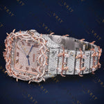 Rose Gold Thorn Bezel VVS1 D Color Moissanite Watch