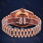Rose Gold Day-Date VVS1 D Color Moissanite Watch