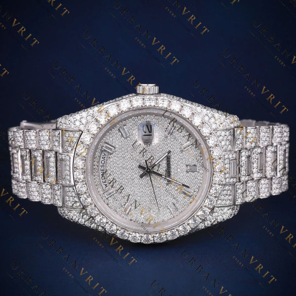White Gold Day-Date VVS1 D Color Moissanite Watch