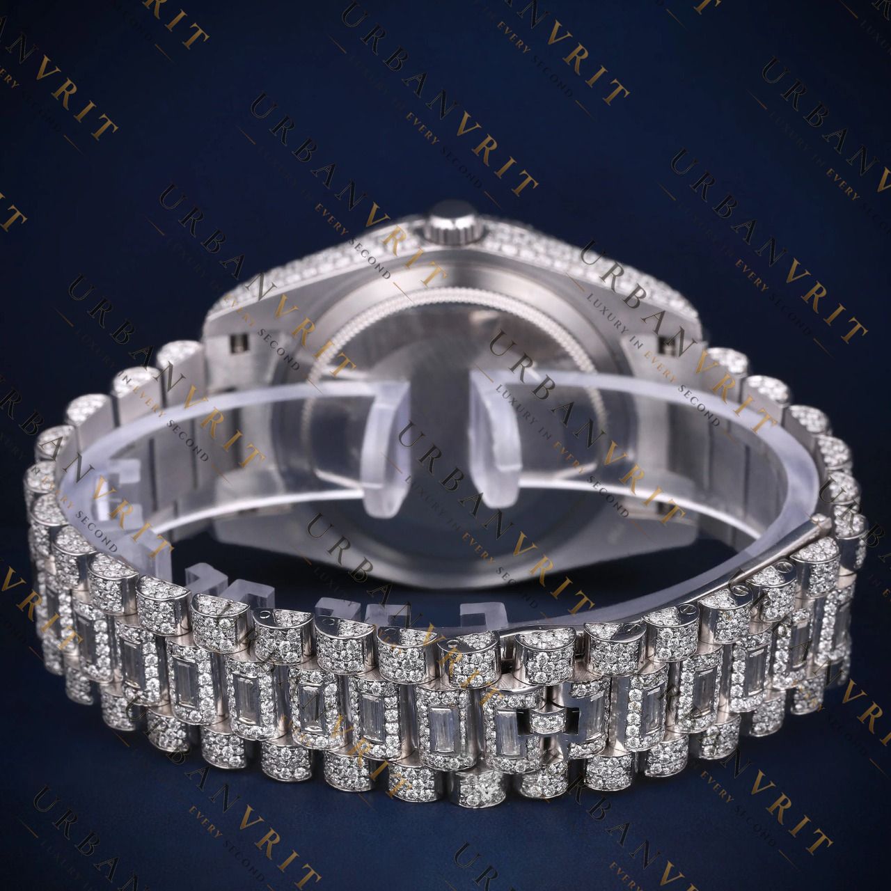 White Gold Day-Date VVS1 D Color Moissanite Watch