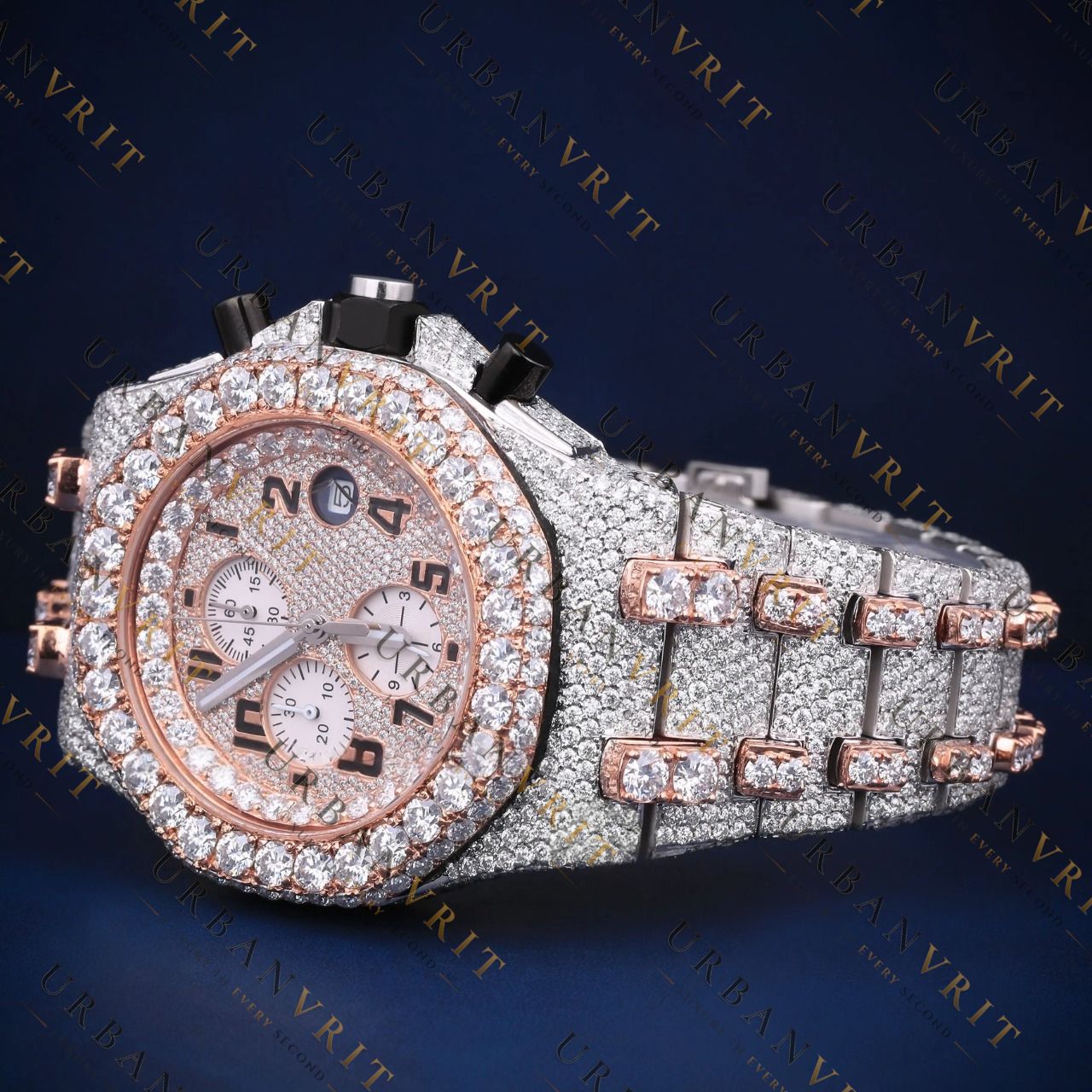 Two-Tone Chronograph VVS1 D Color Moissanite Watch