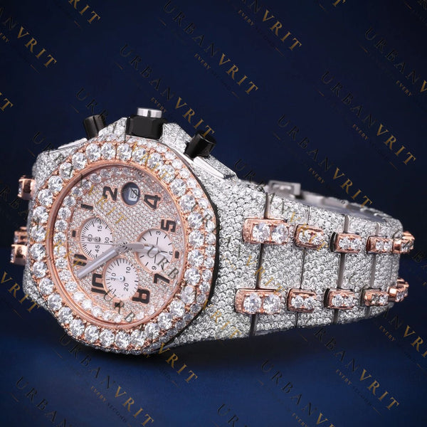 Two-Tone Chronograph VVS1 D Color Moissanite Watch