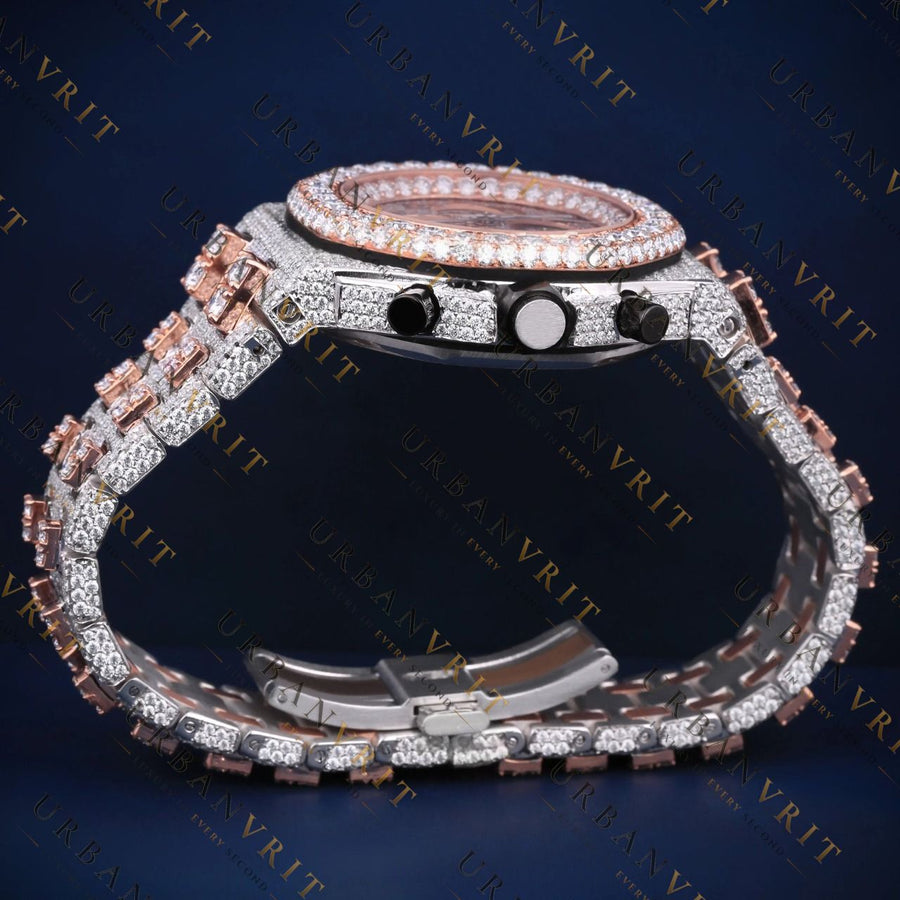 Two-Tone Chronograph VVS1 D Color Moissanite Watch