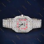 Square Pink Roman Numeral VVS1 D Color Moissanite Watch