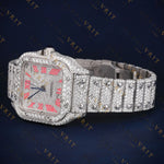 Square Pink Roman Numeral VVS1 D Color Moissanite Watch