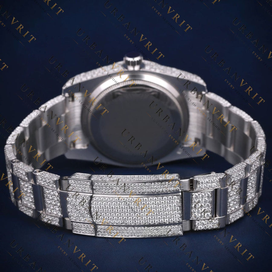 Ruby Red Marker VVS1 D Color Moissanite Day-Date Watch