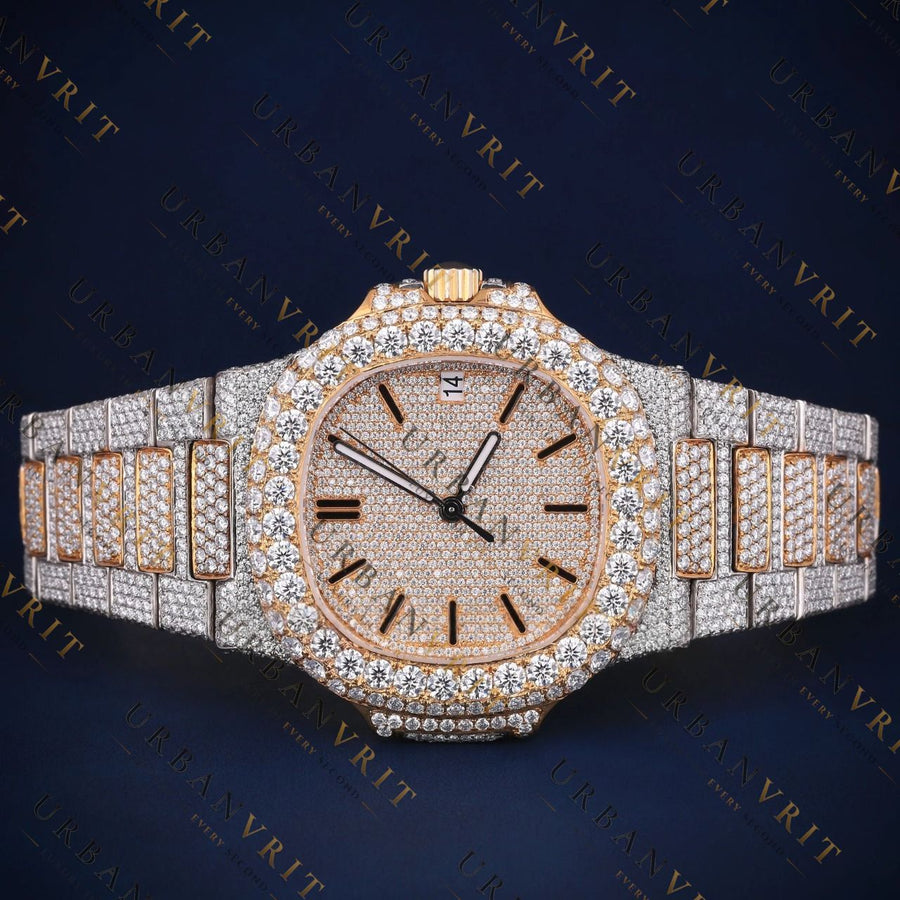 Two-Tone Rose Gold VVS1 D Color Moissanite Automatic Watch
