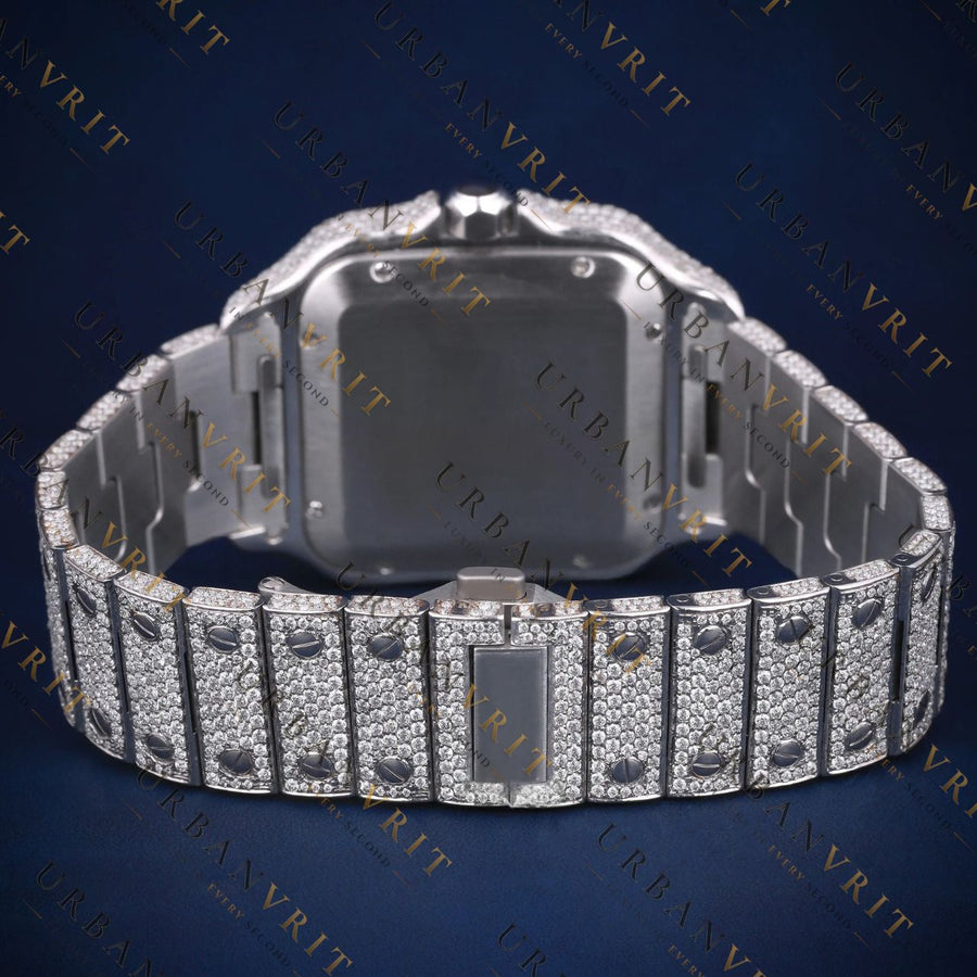 Blue Dial Square VVS1 D Color Moissanite Automatic Watch