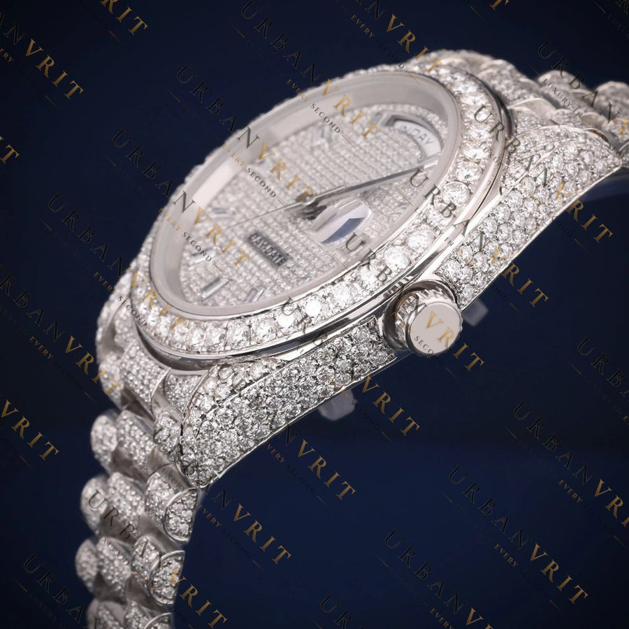 Iced Out Day-Date VVS1 D Color Moissanite Watch