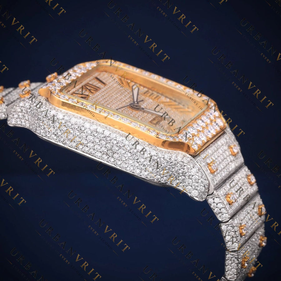 Two Tone Square RomanVVS1 D Color Moissanite Watch