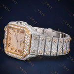 Two Tone Square RomanVVS1 D Color Moissanite Watch