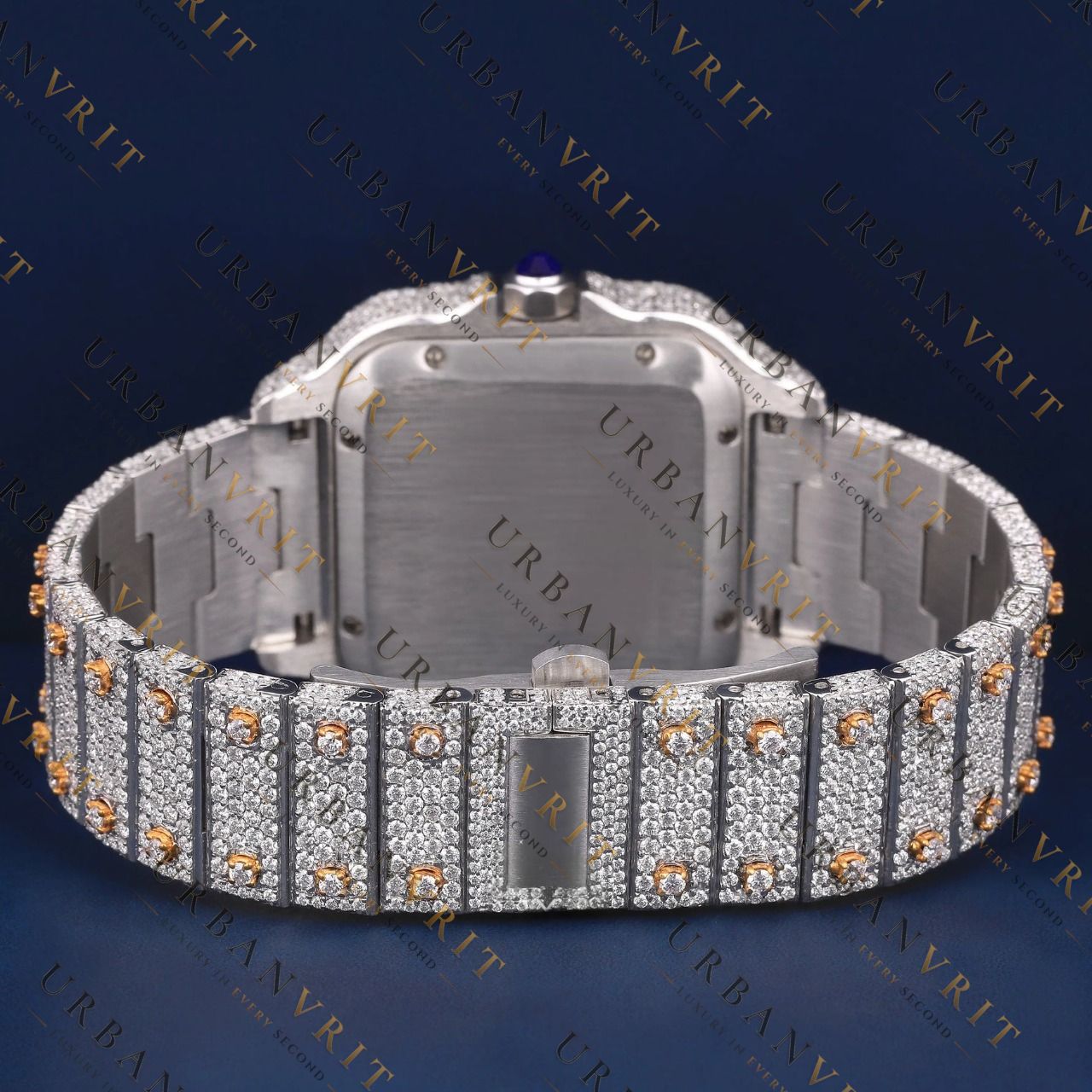 Two Tone Square RomanVVS1 D Color Moissanite Watch