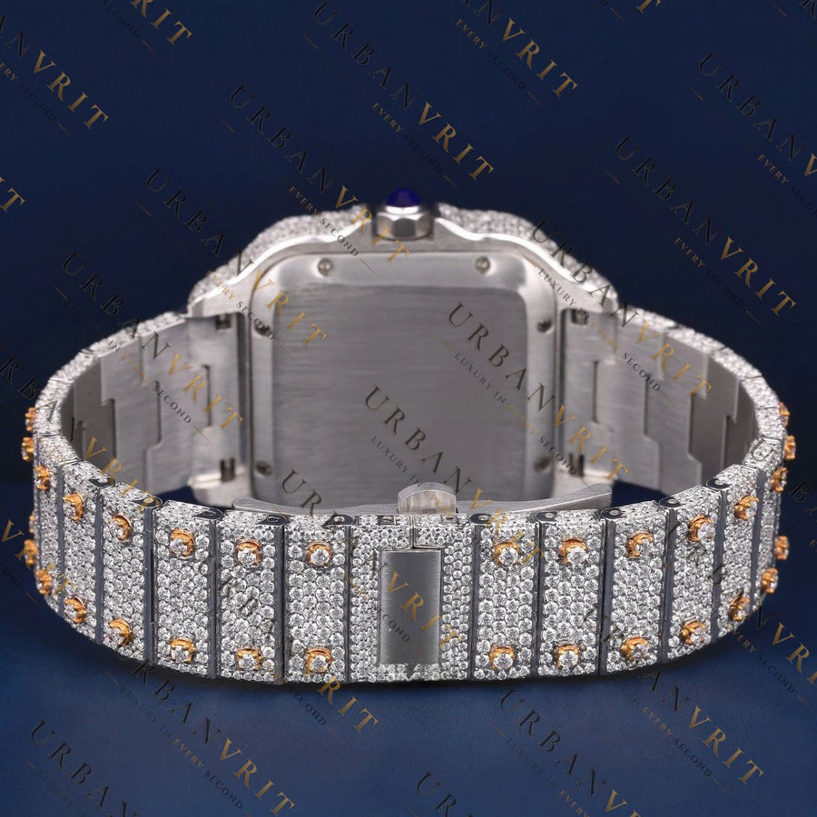 Two Tone Square RomanVVS1 D Color Moissanite Watch
