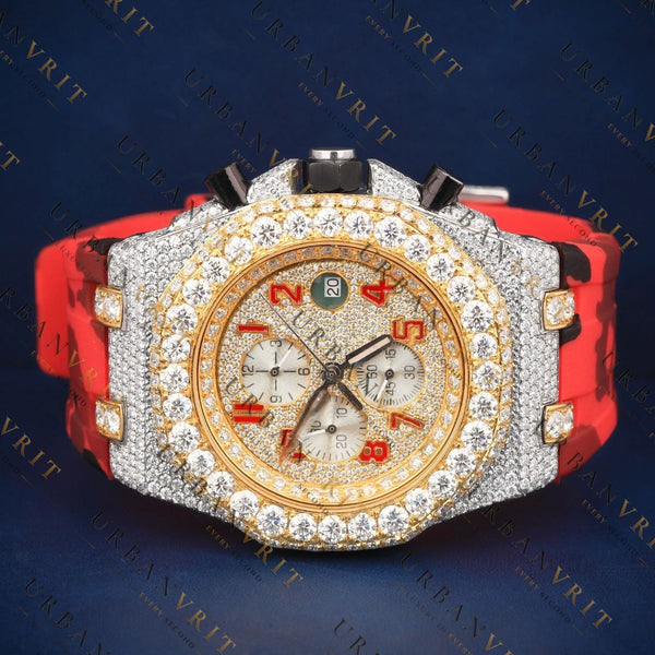 Two Tone Chronograph VVS1 D Color Moissanite Watch