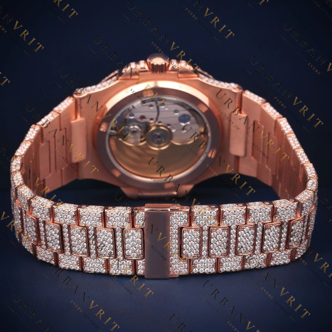 Rose Gold Date VVS1 D Color Moissanite Watch