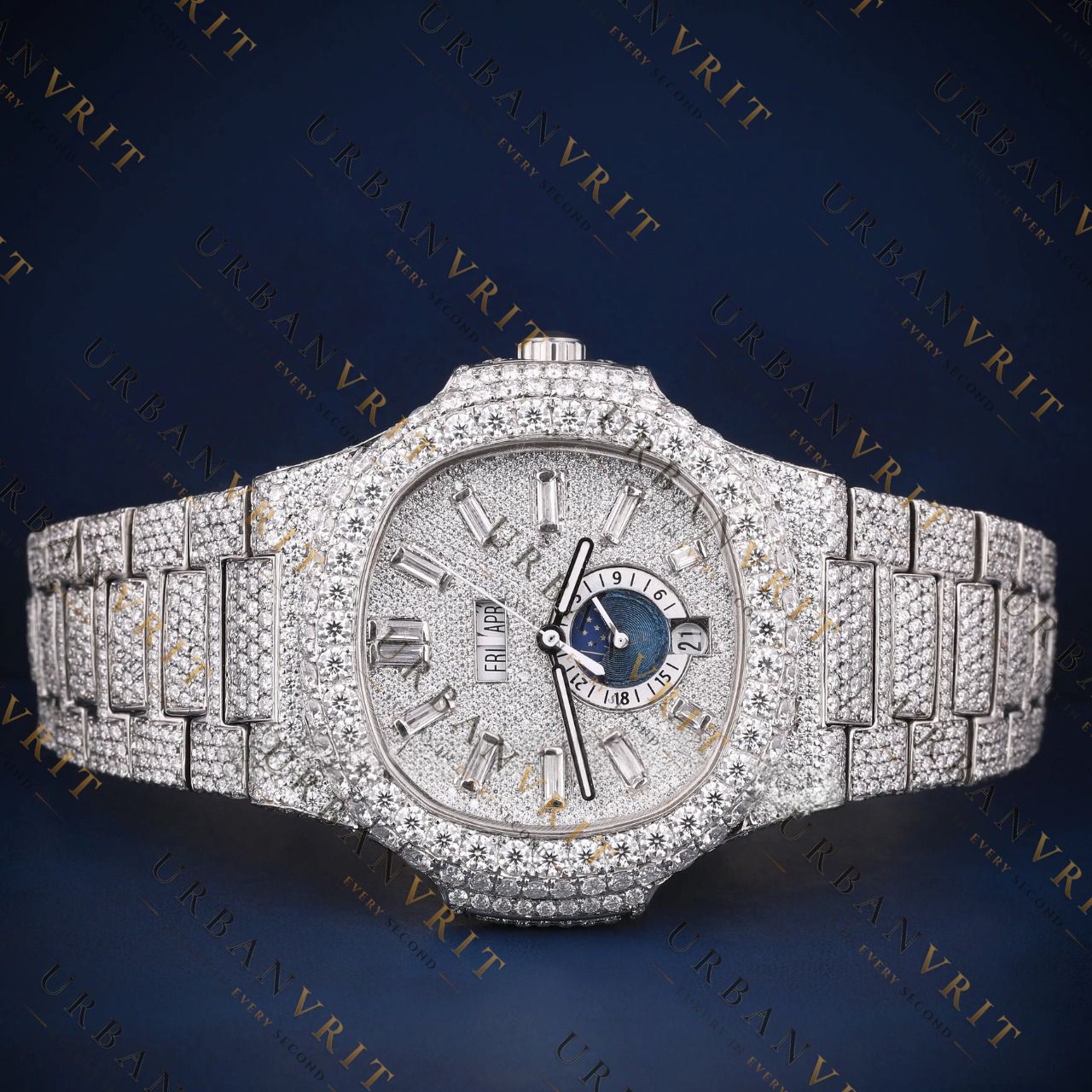 Moonphase Calendar VVS1 D Color Moissanite Watch