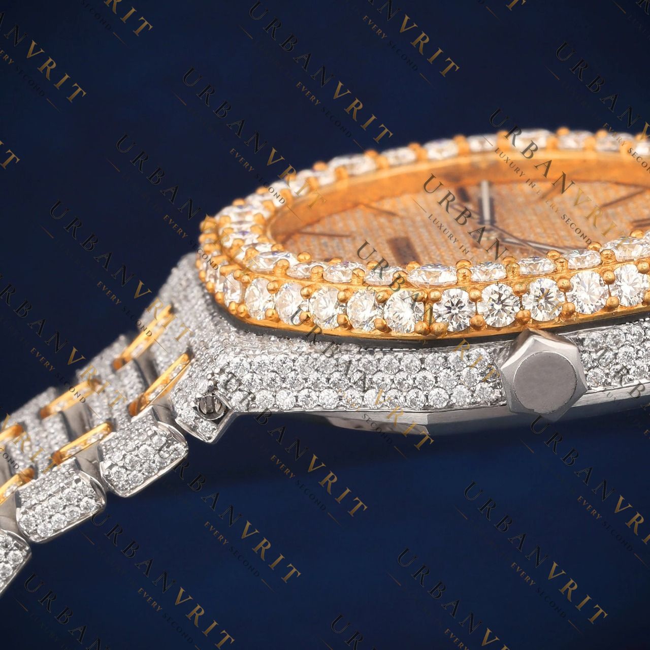 Two Tone Iced Out VVS1 D Color Moissanite Watch