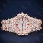 Rose Gold Iced Out VVS1 D Color Moissanite Watch