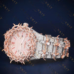 Rose Gold Iced Out VVS1 D Color Moissanite Watch