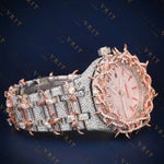 Rose Gold Iced Out VVS1 D Color Moissanite Watch