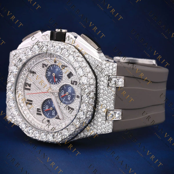 White Gold Iced-Out VVS1 D Color Moissanite Watch
